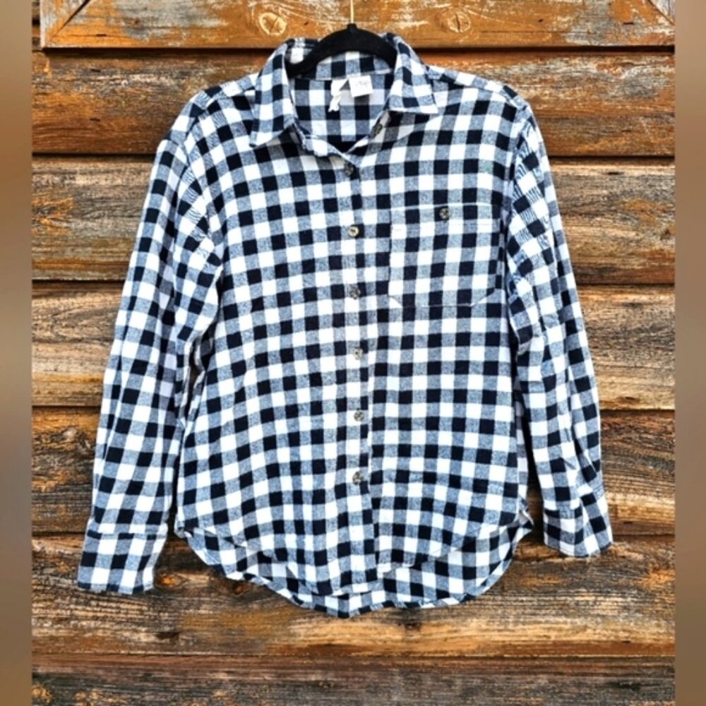 Mimi Chica Black & White Checkered Plaid Button Up Longsleeve Top Shirt Size S